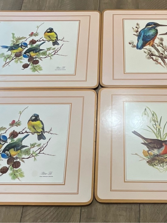 Pimpernel Other - Pimpernel Placemats European Birds Blue Tilt Kingfisher Red Robin Set Of 4